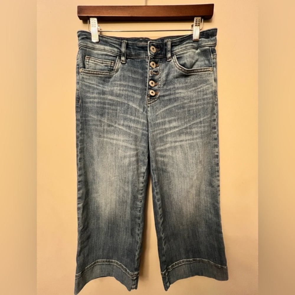 J. Jill High Rise Full Leg Crop Jeans Size 6P Blue Denim 21” Inseam, Petite - Picture 2 of 5